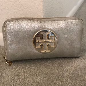 Metallic Gold Tory Burch Wallet